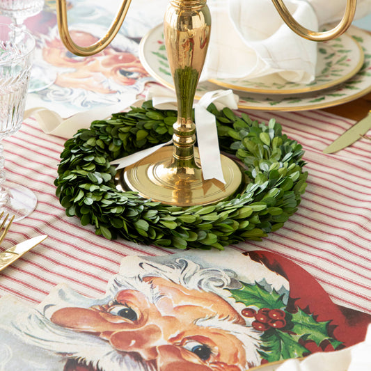 Boxwood Wreath with Cream Grosgrain Ribbon