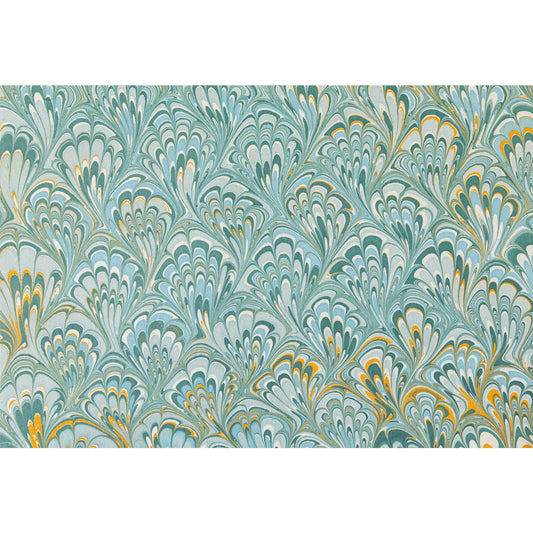 Blue & Gold Peacock Marbled Placemat