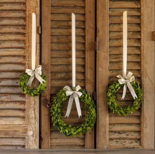Boxwood Wreath with Cream Grosgrain Ribbon